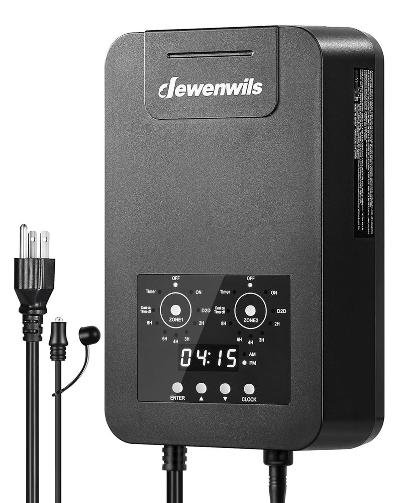DEWENWILS 300W DC Low Voltage Landscape Transformer with 2 Zones, Photocell Sensor & Timer, Outdoor Low Voltage Transformer, Landscape Lighting Transformer for Spot Light Steplight - Image 1